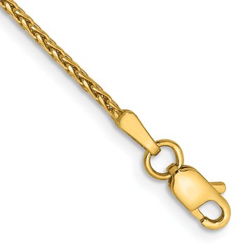 14K 10 inch 1.5mm Diamond-cut Parisian Wheat with Lobster Clasp Anklet