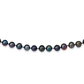 14k 8-9mm Black Near-Round Freshwater Cultured Pearl 18 inch Necklace