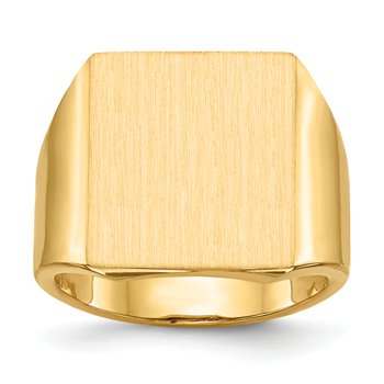 14k 15.5x17.5mm Open Back Mens Signet Ring