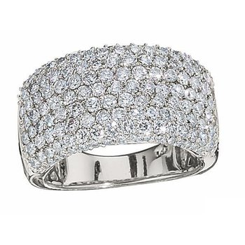 14K White Gold Ring Wide Pave Set Parallel Diamond 2.00 Ctw