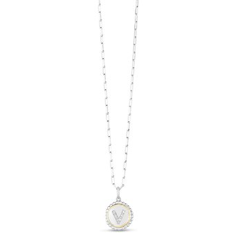 18K & Sterling Silver 20in Diamond Cut/ Textured Necklace with Pear Shaped Lobster Clasp