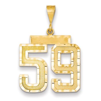 14k Large Brushed Diamond-cut Number 59 Charm