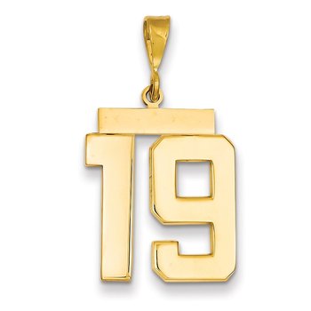 14k Large Polished Number 19 Charm