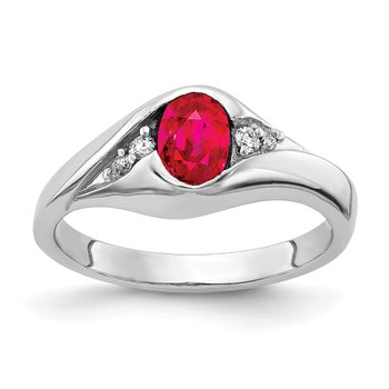 14k White Gold 6x4mm Oval Ruby A Diamond ring