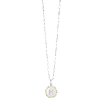 18K & Sterling Silver 20in Diamond Cut/ Textured Necklace with Pear Shaped Lobster Clasp