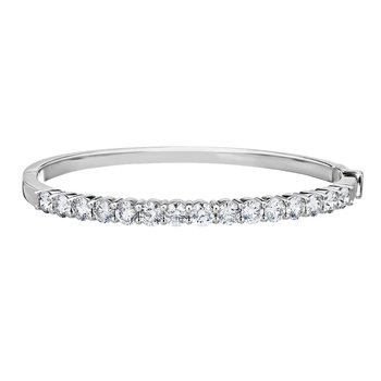 14K Yellow Gold Shared Prong Set Half Hinged Bangle Diamond 1.00 Ctw