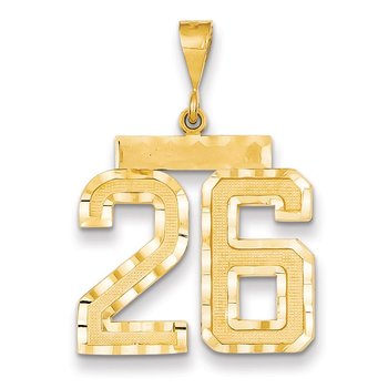 14k Large Brushed Diamond-cut Number 26 Charm