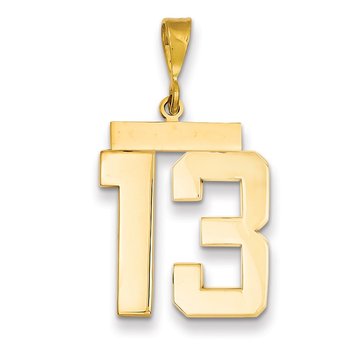 14k Large Polished Number 13 Charm