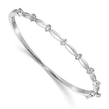 14k Complete 1/2 carat White Gold AAA Diamond Hinged Oval Bangle Bracelet