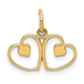 14k Satin And Diamond-cut Heart Charm