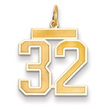 14k Medium Satin Number 32 Charm