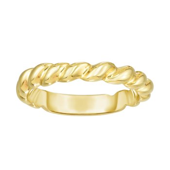 14K Yellow Gold Polished Italian Cable Size-7 Ring