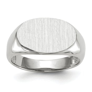 14k White Gold 15.0x9.5mm Open Back Signet Ring