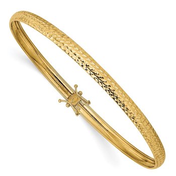 14K Polished Diamond-cut 4.25mm Flexible Round Bangle Bracelet