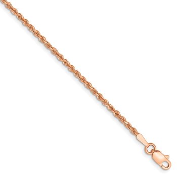 14K Rose Gold 10 inch 1.75mm Diamond-cut Rope with Lobster Clasp Anklet