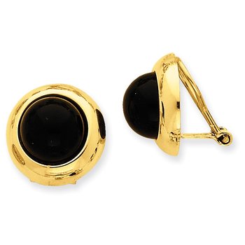 14k Omega Clip Onyx Non-pierced Earrings