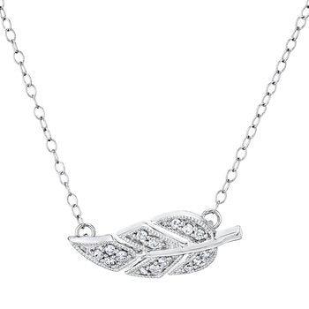 10k White Gold Necklace Diamond 0.10 Ctw Pendant