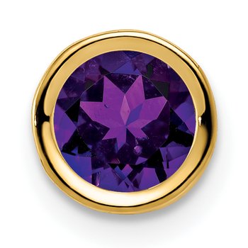 14k 6mm Round Amethyst Bezel Chain Slide