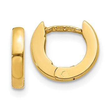 14k Polished Round Hinged Hoop Earrings