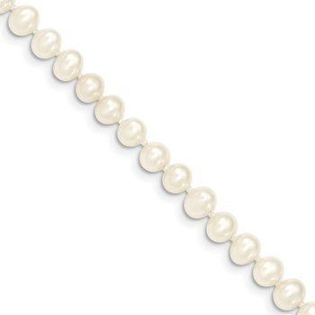 14k 5-6mm White Semi-Round Freshwater Cultured Pearl 12 inch Necklace
