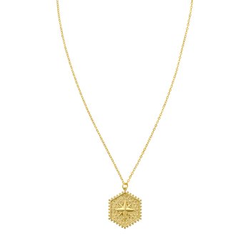 14K North Star Hexagon Necklace