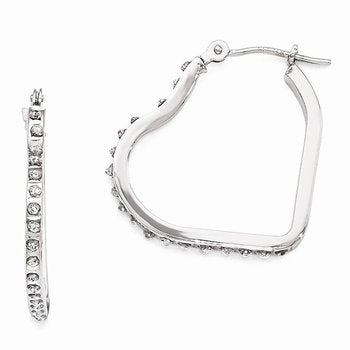 14k White Gold Diamond Fascination Heart Hoop Earrings