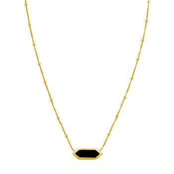 14K Hexagon Onyx Necklace