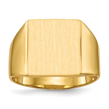 14k 12.0x13.0mm Closed Back Mens Signet Ring