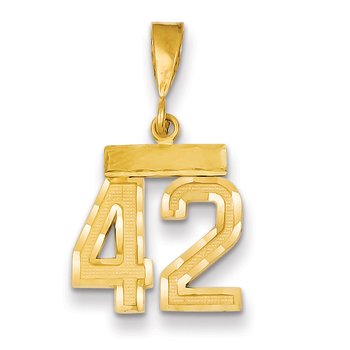 14k Small Brushed Diamond-cut Number 42 Charm
