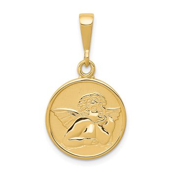 14K Polished and Satin Raphael Angel Pendant
