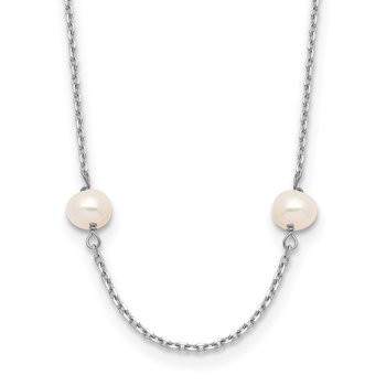 14k White Gold 4-5mm White Near-Round Freshwater Cultured Pearl 8-Station 16 inch Necklace