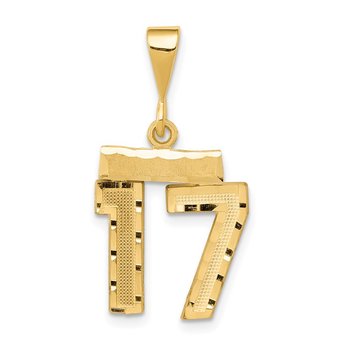 14k Small Brushed Diamond-cut Number 17 Charm