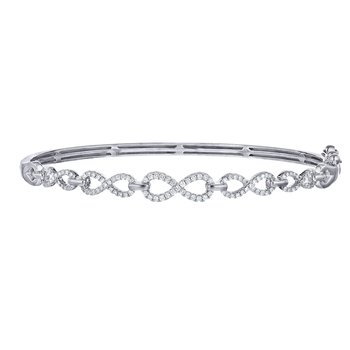 14K White Gold 1/2 Infinity w/ Negative Space Hinged Bangle Diamond 0.50 Ctw