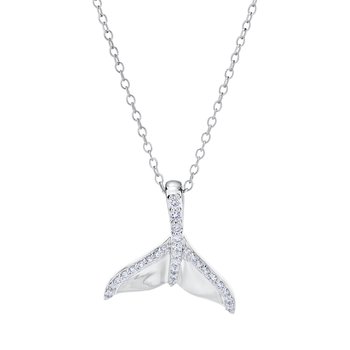 OCEANITY ™ 14k White Gold Necklace Layered Nautical Anchor & Ships Wheel Diamond 0.20 Ctw