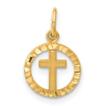 14K Eternal Life Cross in Circle Charm