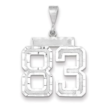 14kw Large Brushed Diamond-cut Number 83 Charm