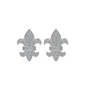 Lis Royale™ 14K White Gold Pave Set Studs Earrings 0.50 Ctw Diamond