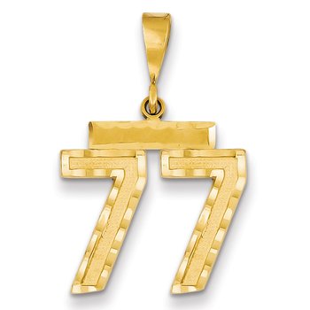 14k Medium Diamond-cut Number 77 Charm