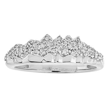 Diamond Peak™ 14KY Yellow Gold Ring Pave Set Mountain Range Diamond 0.33 Ctw