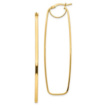14k Polished 2mm Rectangle Hoop Earrings