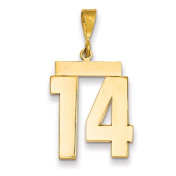 14k Large Polished Number 14 Charm