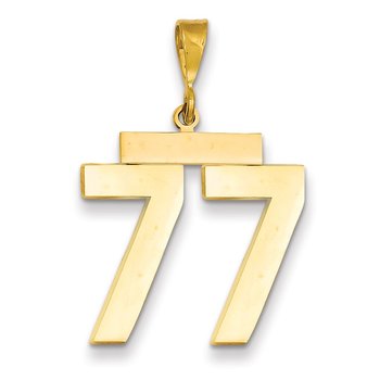 14k Large Polished Number 77 Charm