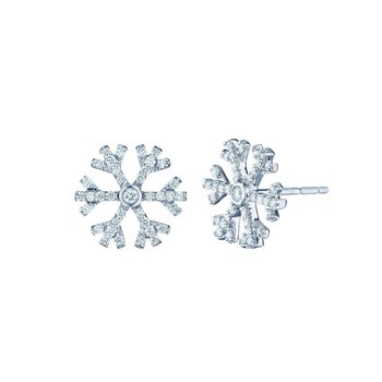 Diamond Frost™ 14k White Gold Pave Snowflake with Bezel Set Center Studs Earrings Diamond 0.25 Ctw