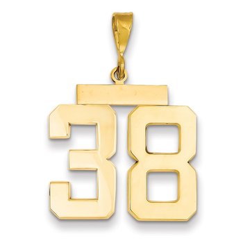 14k Large Polished Number 38 Charm