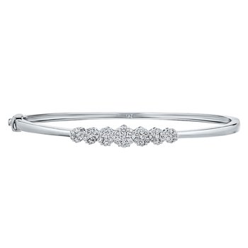 Diamond Bouquet™ 14K White Gold Diamond 5 Graduating Clusters HInged Bangle 1.00 Ctw