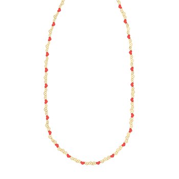 Silver Plated Enamel Hearts Chain Necklace