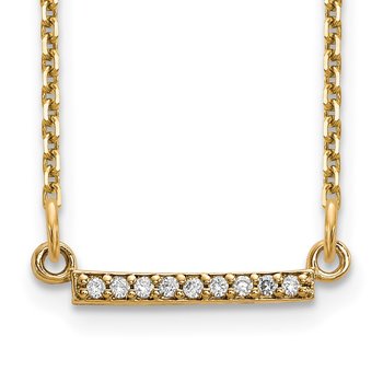 14k Polished 1/20 carat VS Diamond Tiny Bar 18 inch Necklace