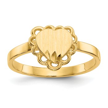 14k 7.0x6.5mm Open Back Heart Signet Ring