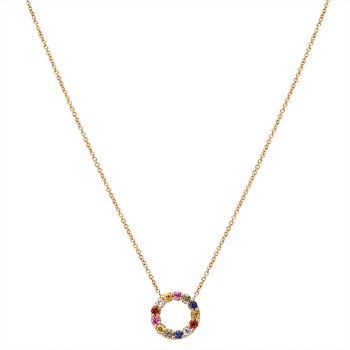 14kt Diamond & Gem Circle Necklace