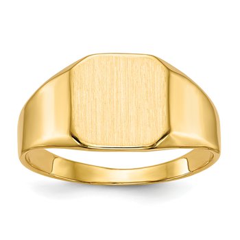 14k 11.0x11.0mm Closed Back Mens Signet Ring